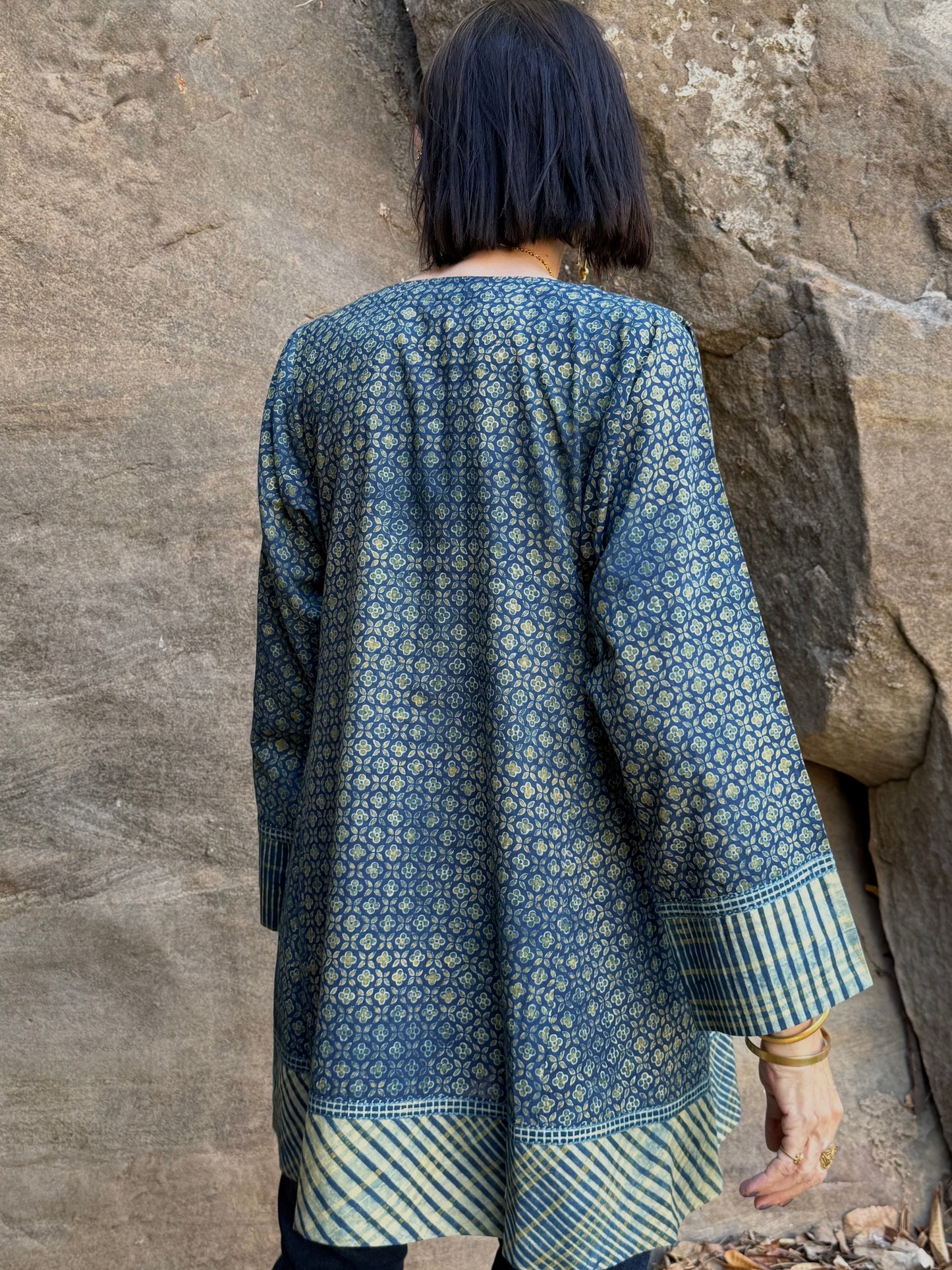 Hand Embroidered Indigo Cotton Tunic