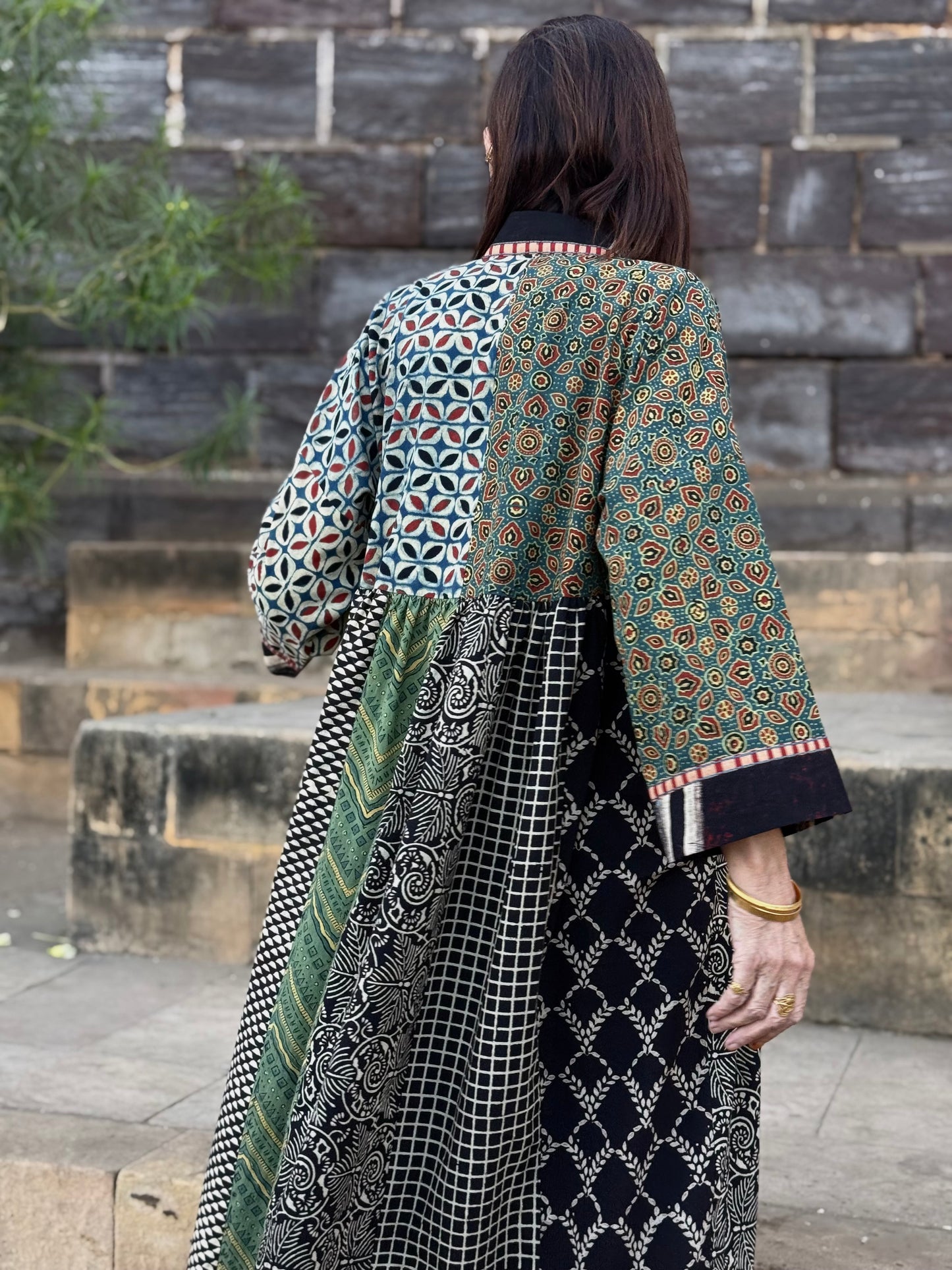 Cotton Kaftan Dress From Ajrakh Block Print