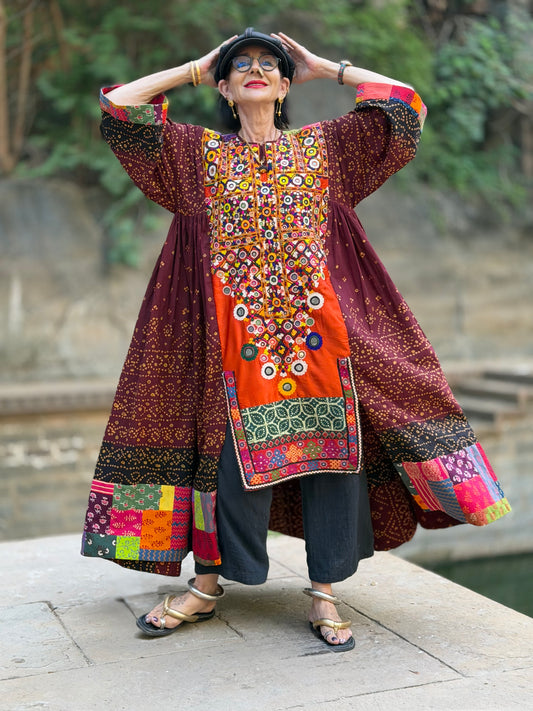 Madame Hall Vintage Kutch Embroidery & Bandhani Masterpiece Dress