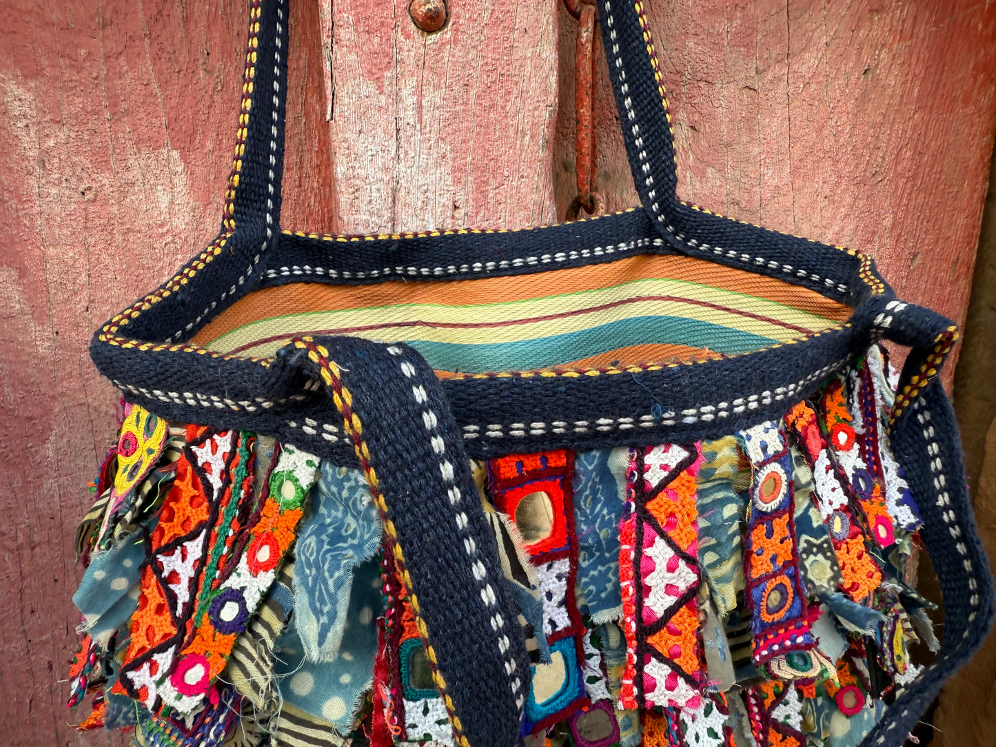 Indian Embroidery Tote Bag – Upcycled Shaggy Design