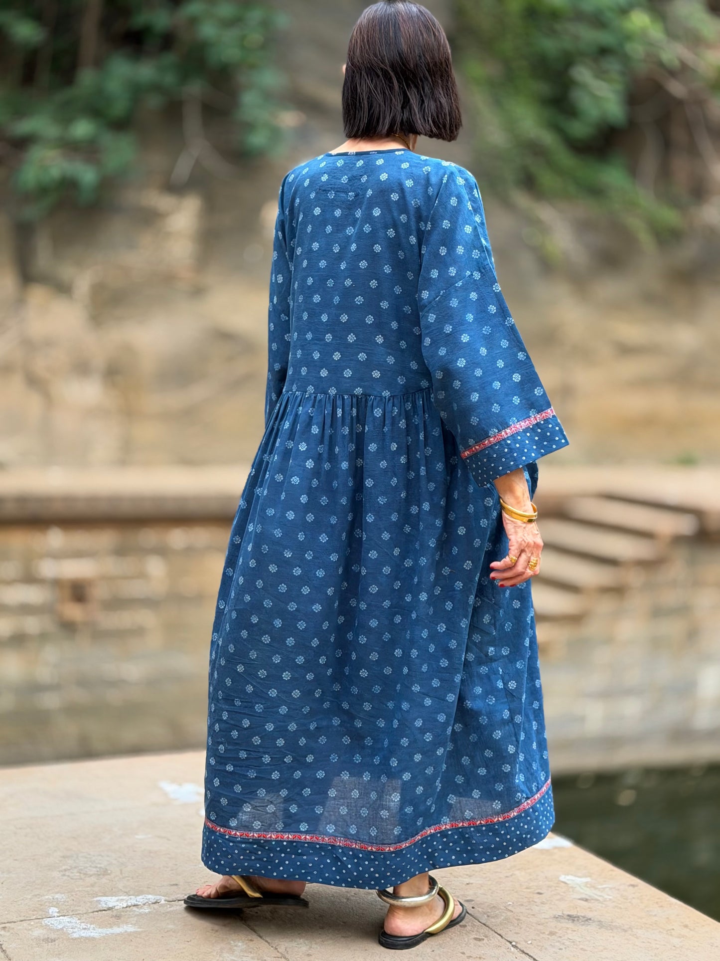 The Indigo Jat Dress: 1-of-1 Vintage Ajrakh Artwear