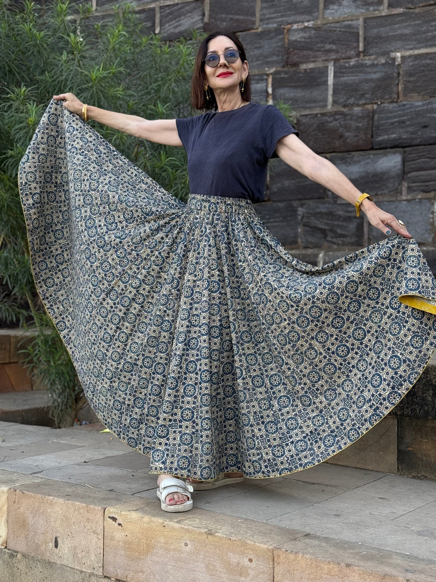 Blue Ghagra Skirt in Indigo Ajrakh