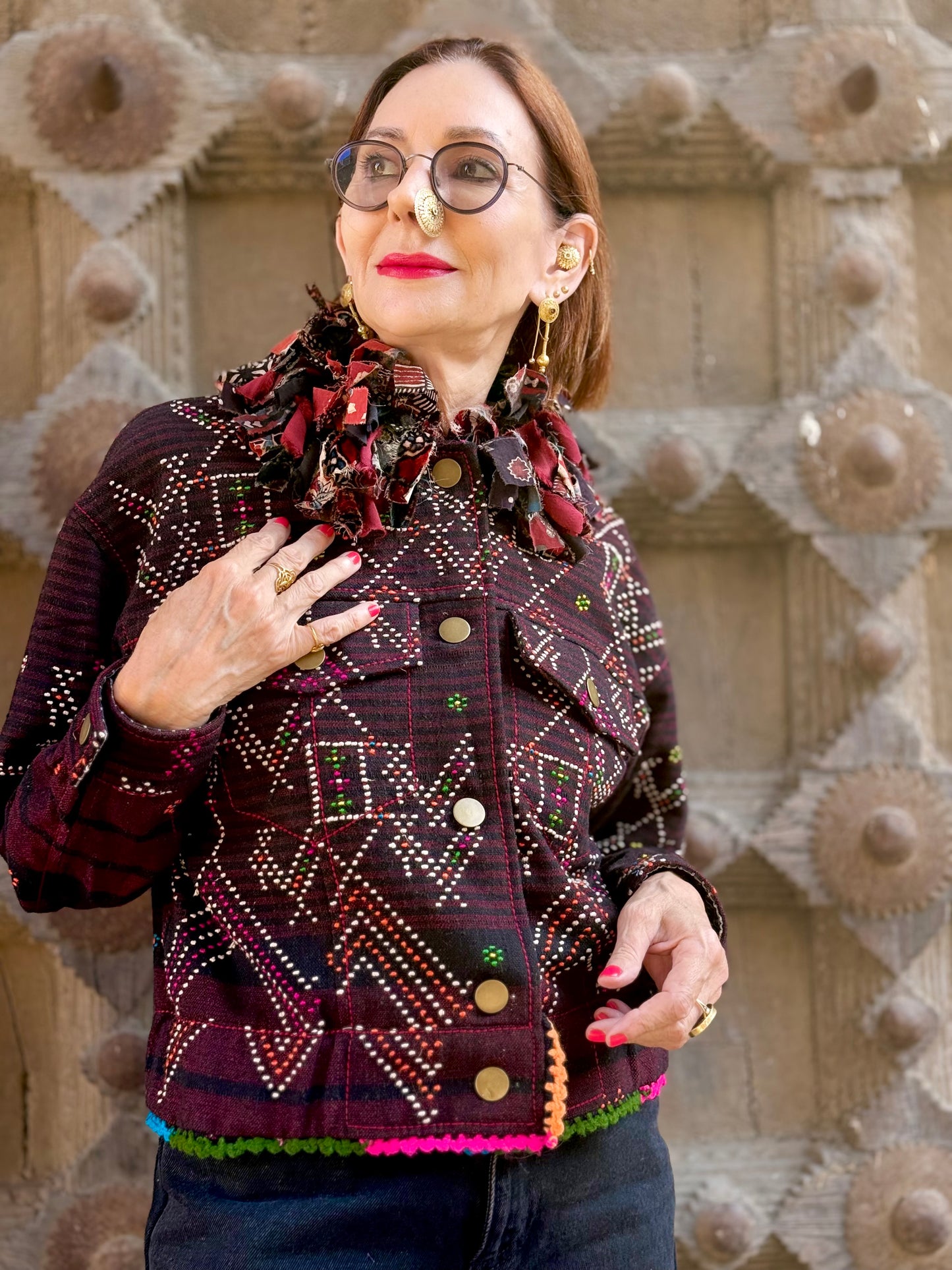 Tangaliya Hand Woven Bomber Jacket