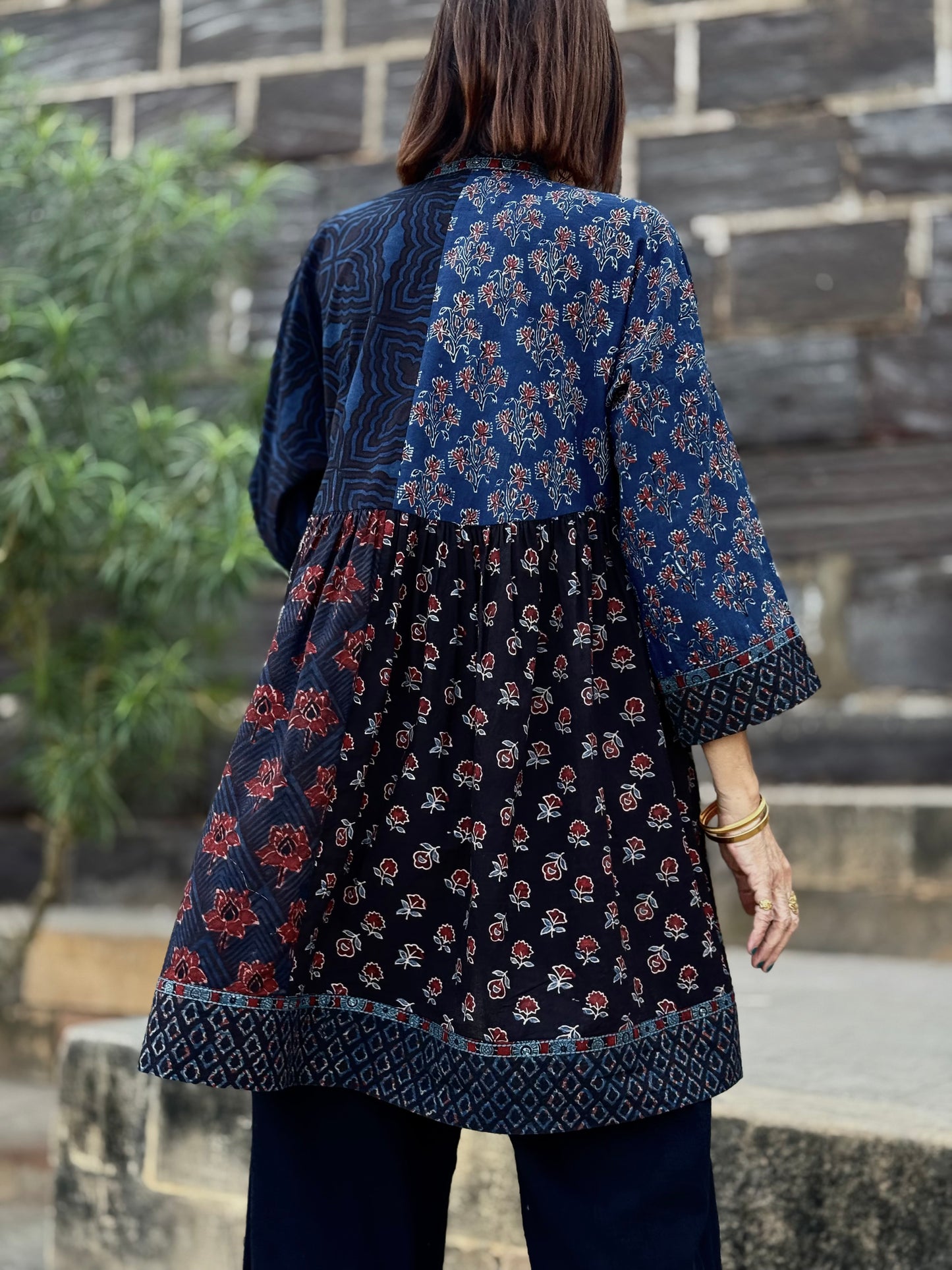 Indigo Blue Cotton Tunic of Ajrakh Prints