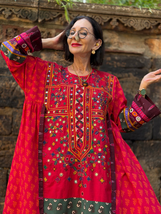 The Navratri Spectacular: 1-of-1 Vintage Embroidered Heritage Dress