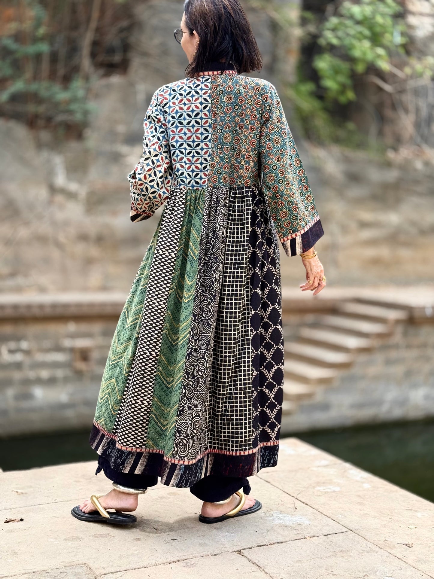 Cotton Kaftan Dress From Ajrakh Block Print