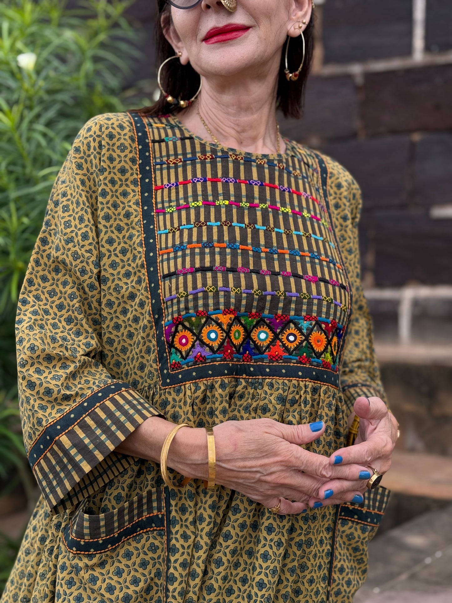 Artisan Embroidered Ajrakh Dress