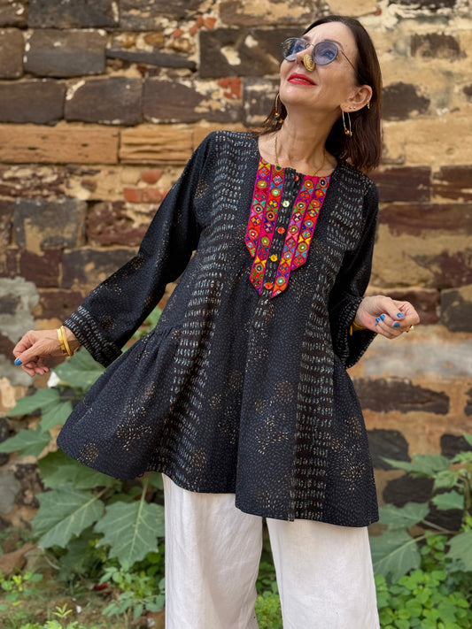 Midnight Indigo Flared Tunic