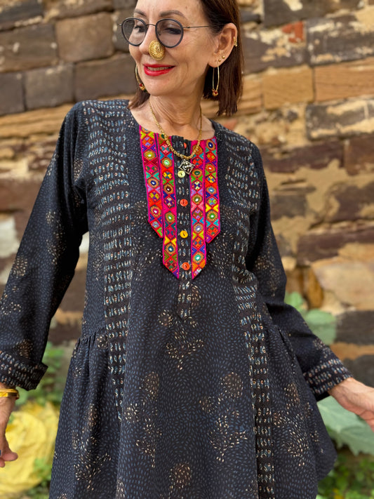 Midnight Indigo Flared Tunic