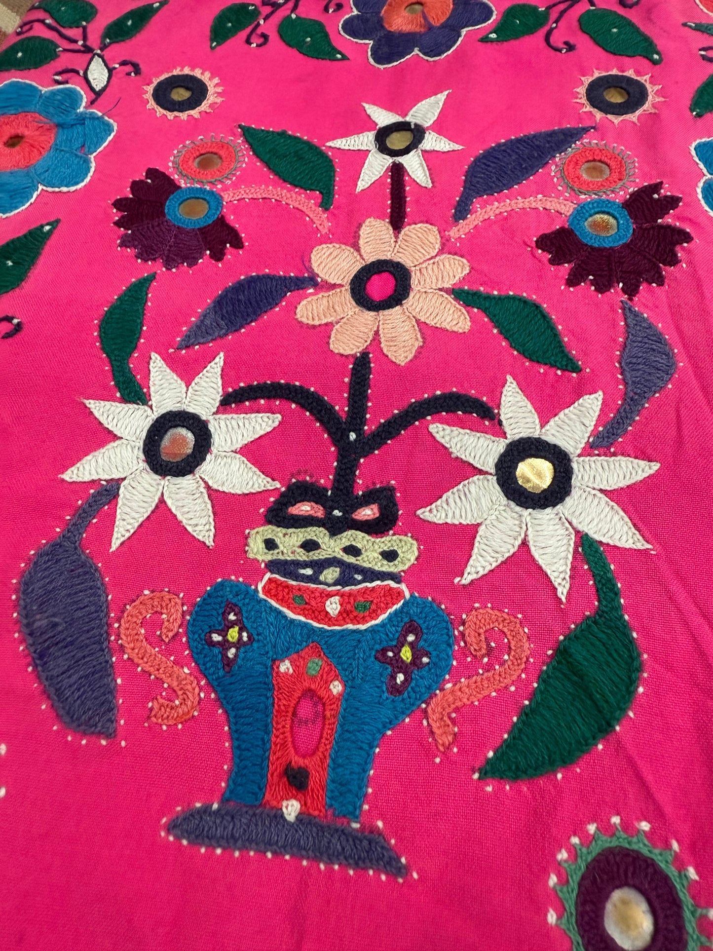 Happy Pink Kutch Tote – Hand Embroidered with Cheerful Flowers