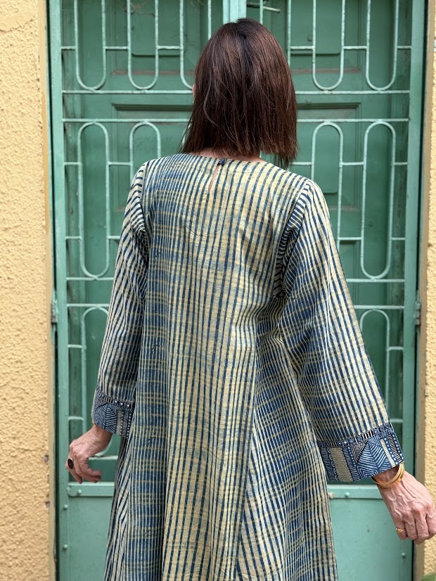 Indigo Ajrakh Flared Kurta Dress