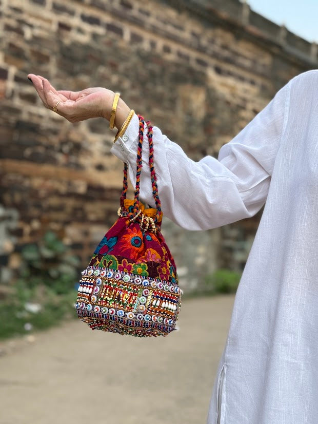 Boho Beadwork Potli Bag