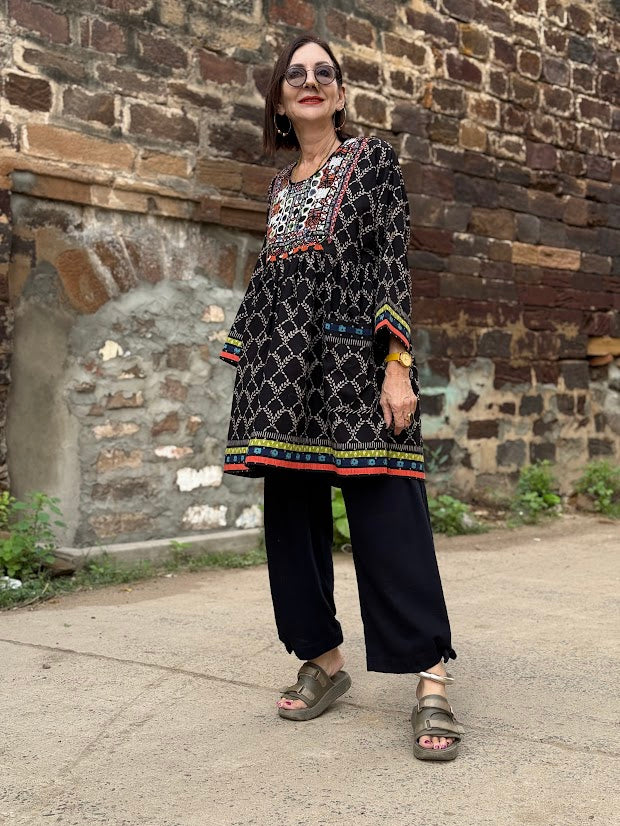 Ajrakh and Jat Embroidered Tunic
