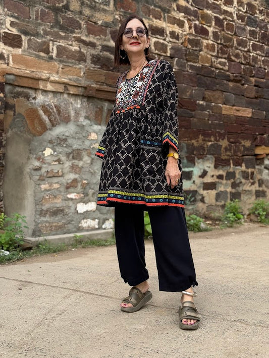 Ajrakh and Jat Embroidered Tunic