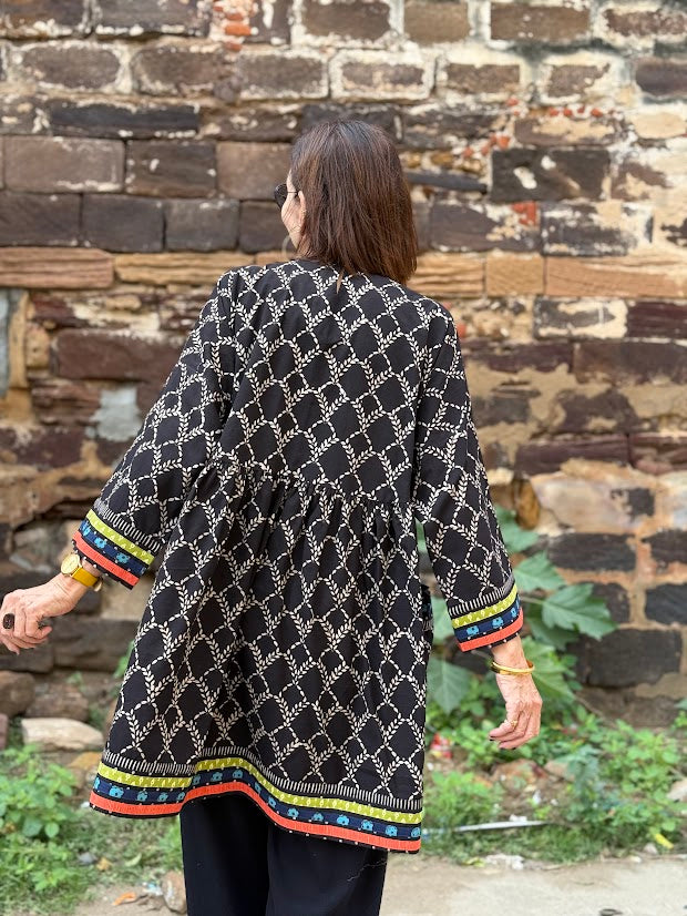 Ajrakh and Jat Embroidered Tunic