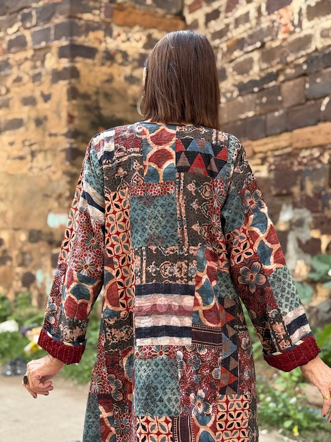 Cotton Ajrakh patchwork dress
