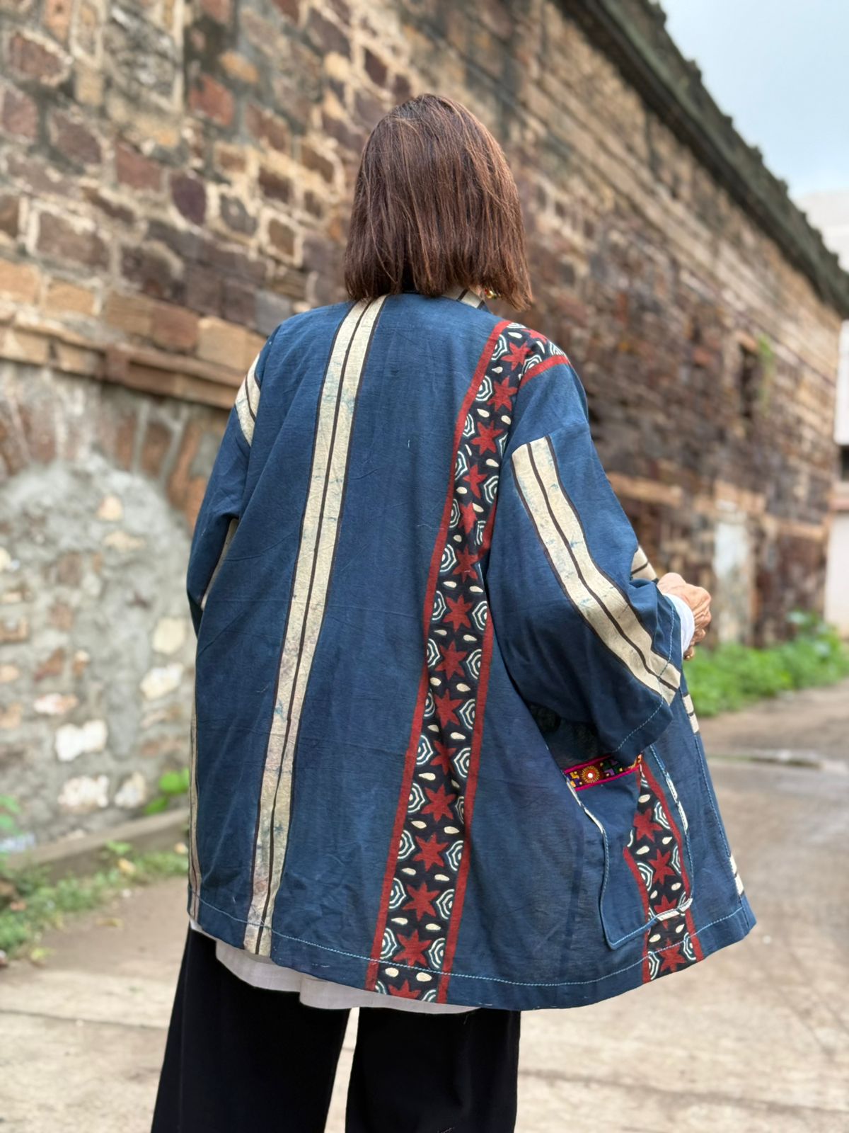 Indigo Ajrakh Kimono Jacket