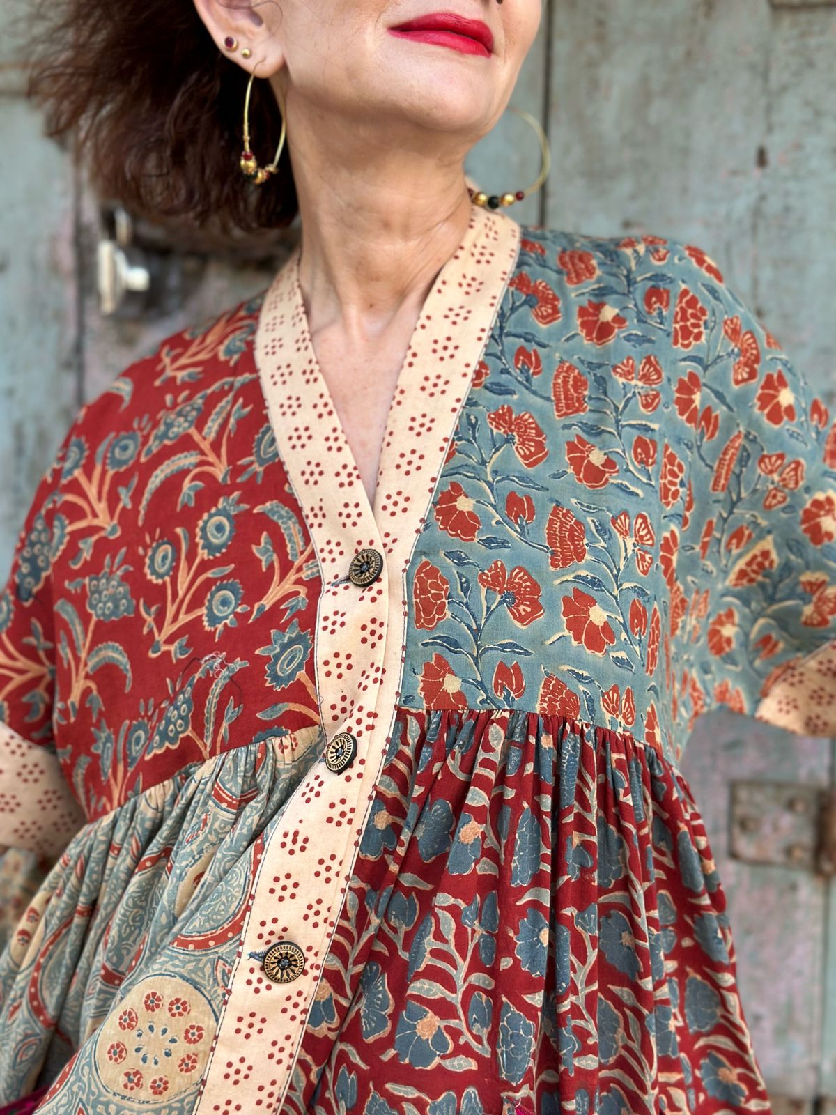 Kutch Tribal Embroidery Dress in Ajrakh
