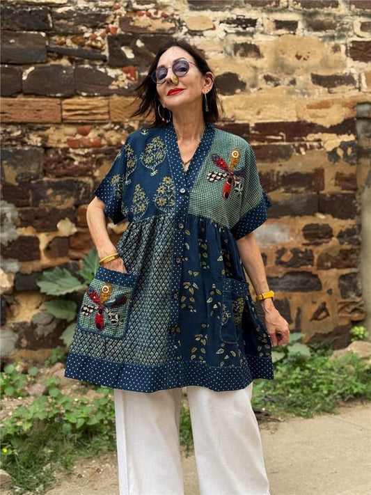 Blooming Ajrakh Cotton Top