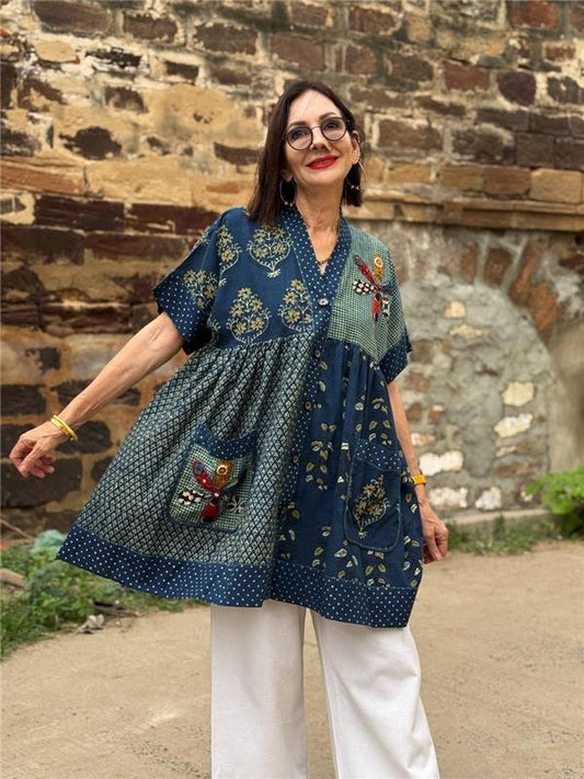 Blooming Ajrakh Cotton Top
