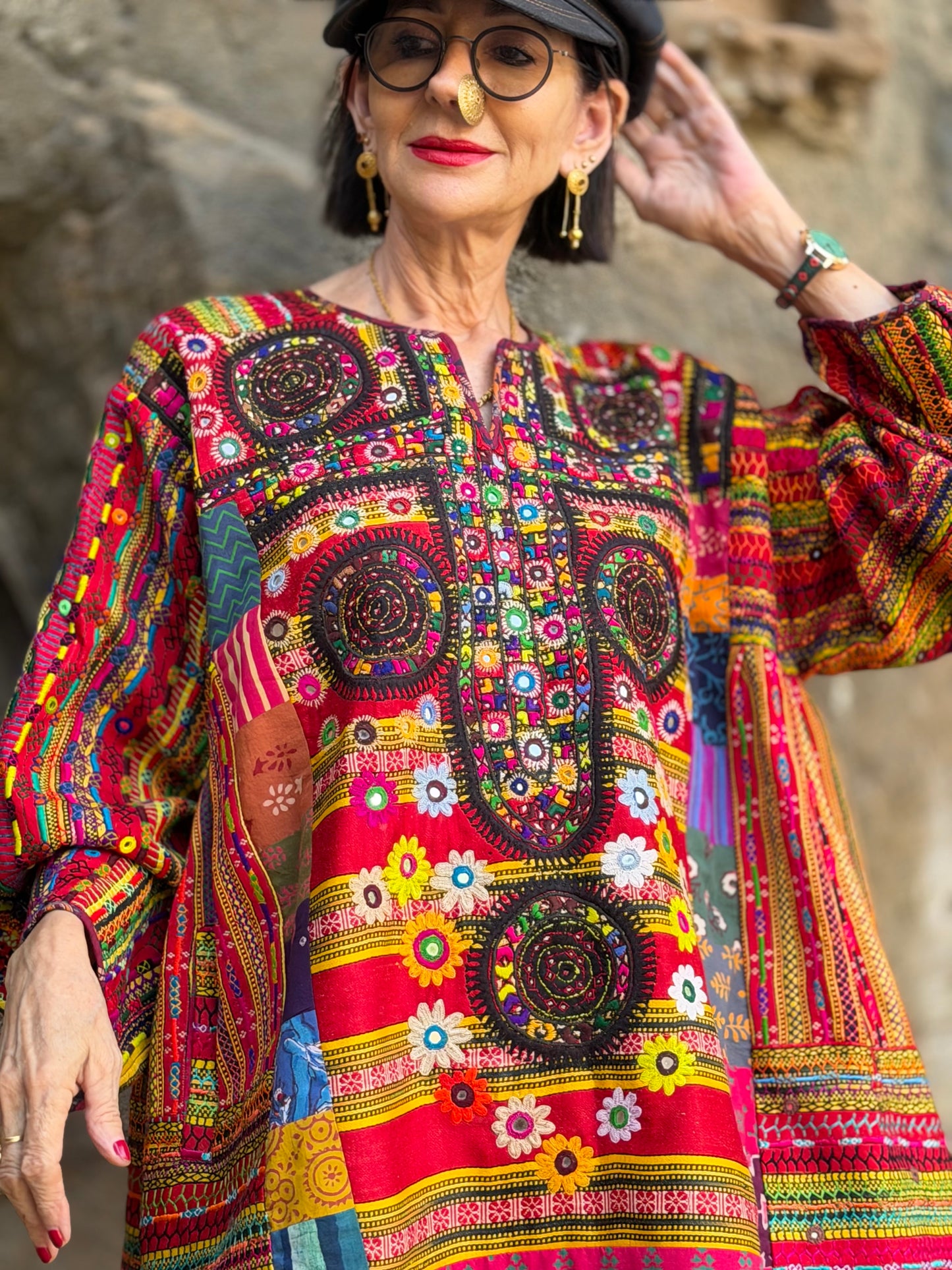 XXL Madame Hall Heritage Kutch Embroidery Artwear Tunic (1-of-1 Piece)