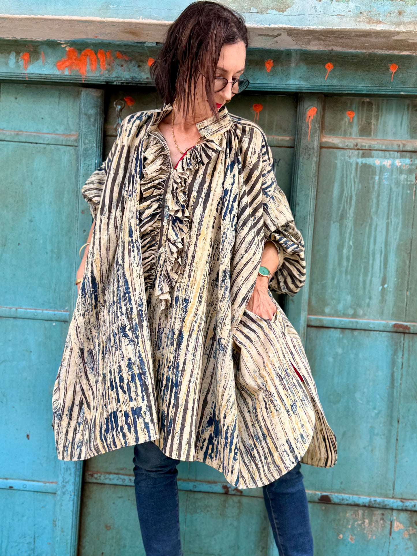 Inner Artist Voluminous Indigo Cotton Shirt