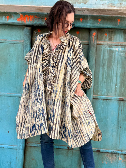 Inner Artist Voluminous Indigo Cotton Shirt