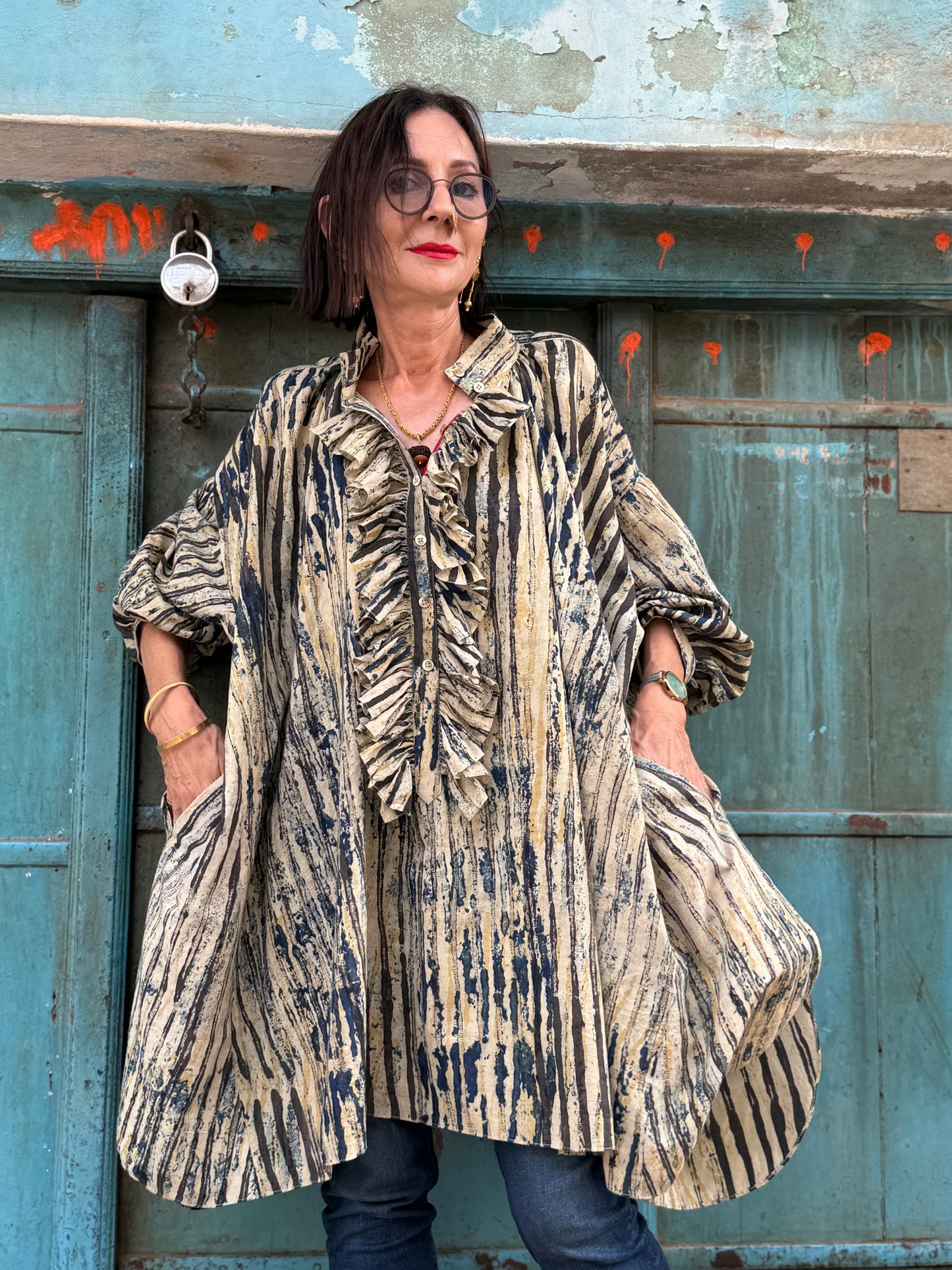 Inner Artist Voluminous Indigo Cotton Shirt