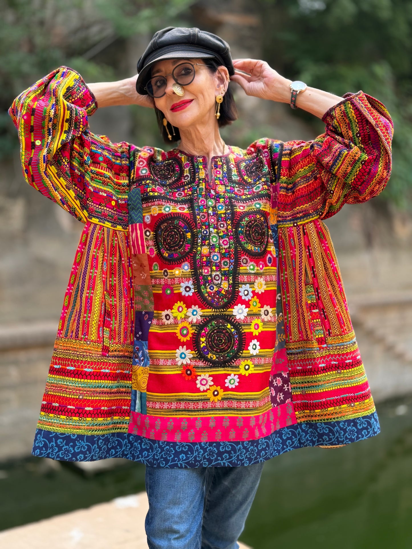 XXL Madame Hall Heritage Kutch Embroidery Artwear Tunic (1-of-1 Piece)