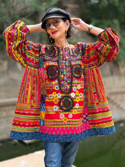 XXL Madame Hall Heritage Kutch Embroidery Artwear Tunic (1-of-1 Piece)