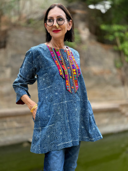 Handcrafted Cotton Tunic With Kutch Embroidery
