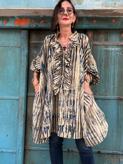 Inner Artist Voluminous Indigo Cotton Shirt