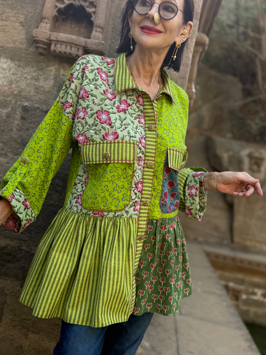 Shirt style chic in lime and pink