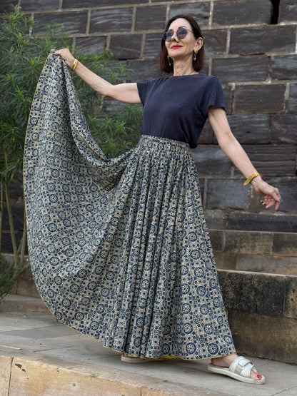 Blue Ghagra Skirt in Indigo Ajrakh