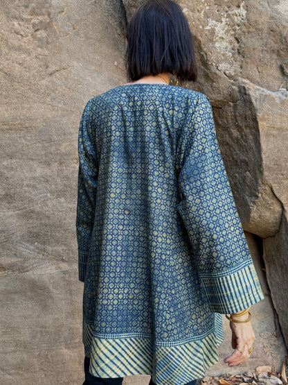 Hand Embroidered Indigo Cotton Tunic