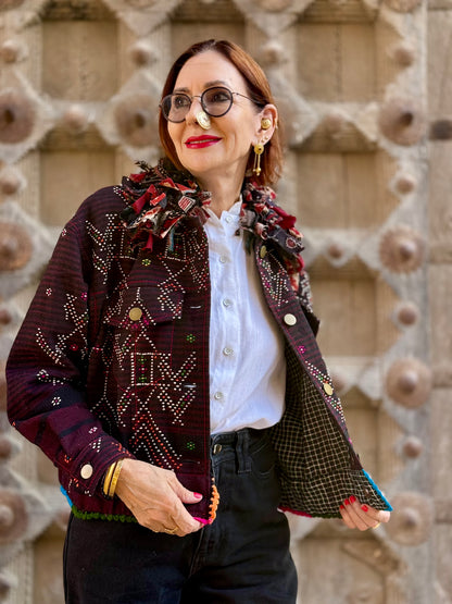 Tangaliya Hand Woven Bomber Jacket