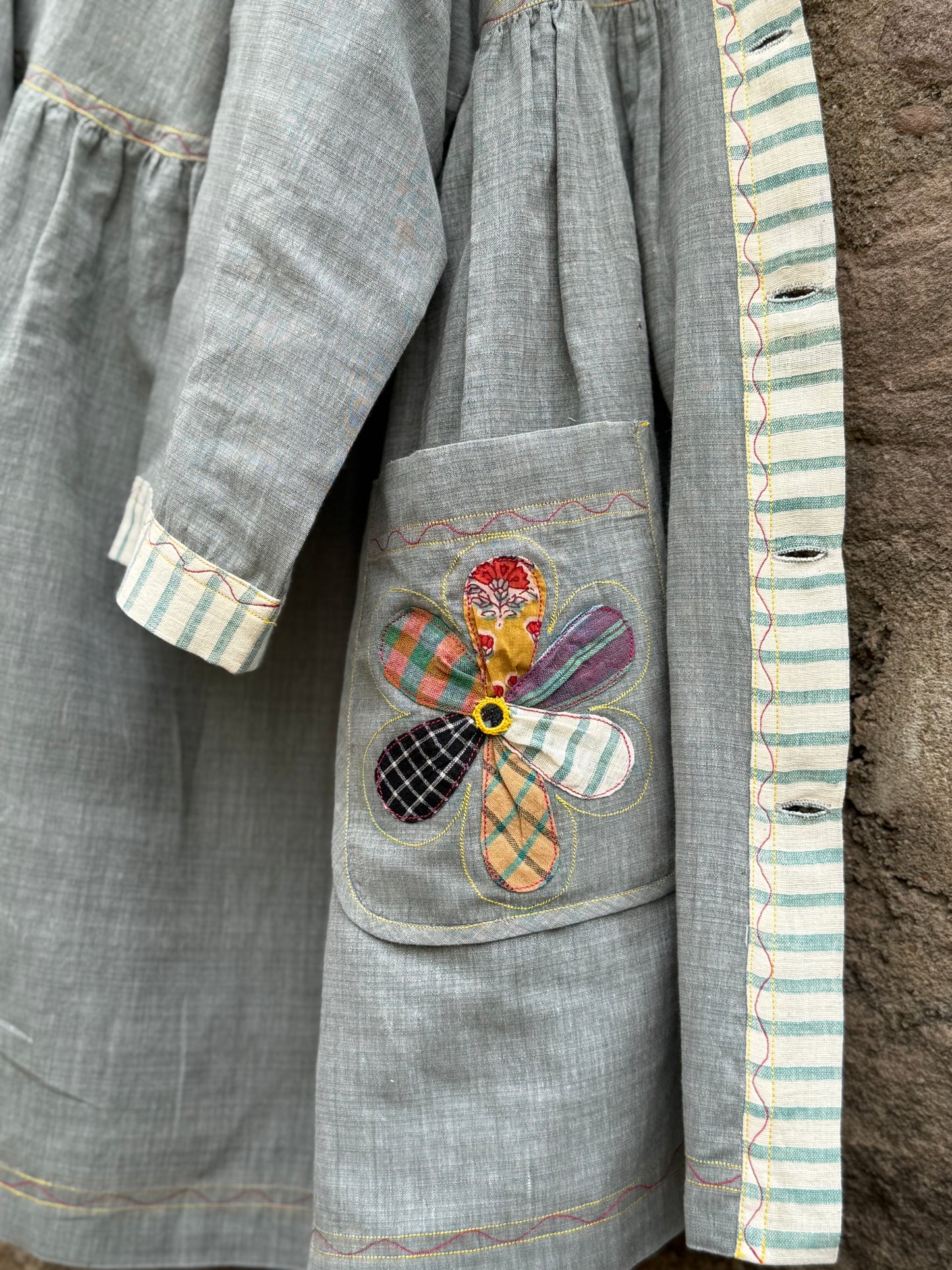 Khadi Cotton Tunic with Applique Daisy
