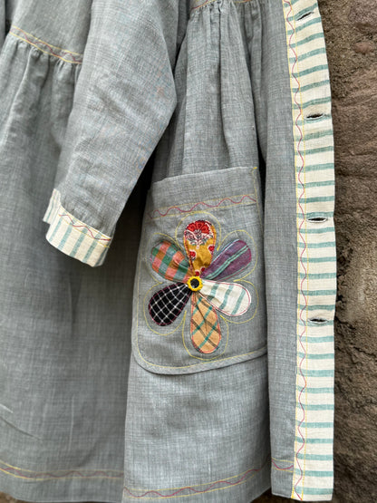 Khadi Cotton Tunic with Applique Daisy