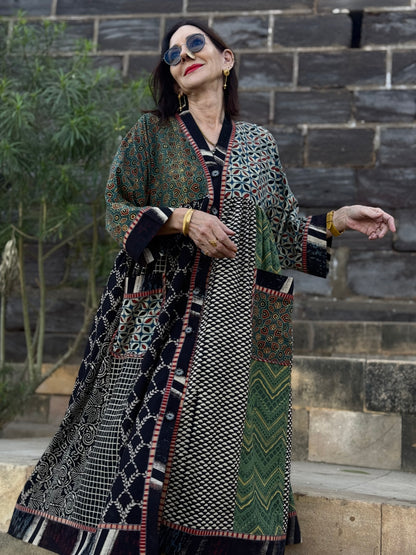 Cotton Kaftan Dress From Ajrakh Block Print