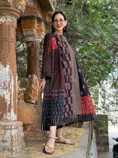 Cotton Ajrakh Dress With Art Wear Style