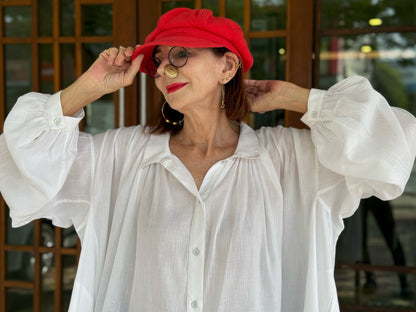 Voluminous oversized white cotton shirt
