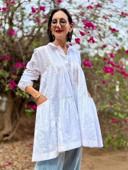 Flowing White Cotton Shirt