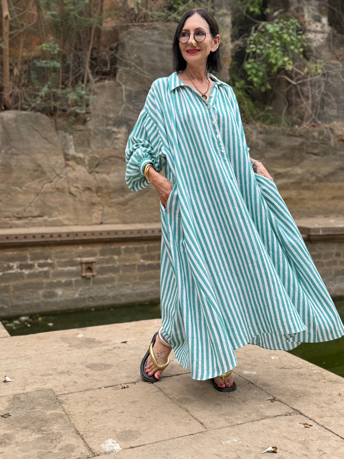 Striped Pure Cotton Shirtdress