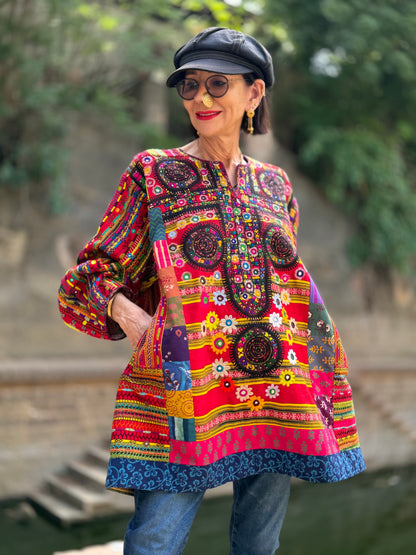 XXL Madame Hall Heritage Kutch Embroidery Artwear Tunic (1-of-1 Piece)