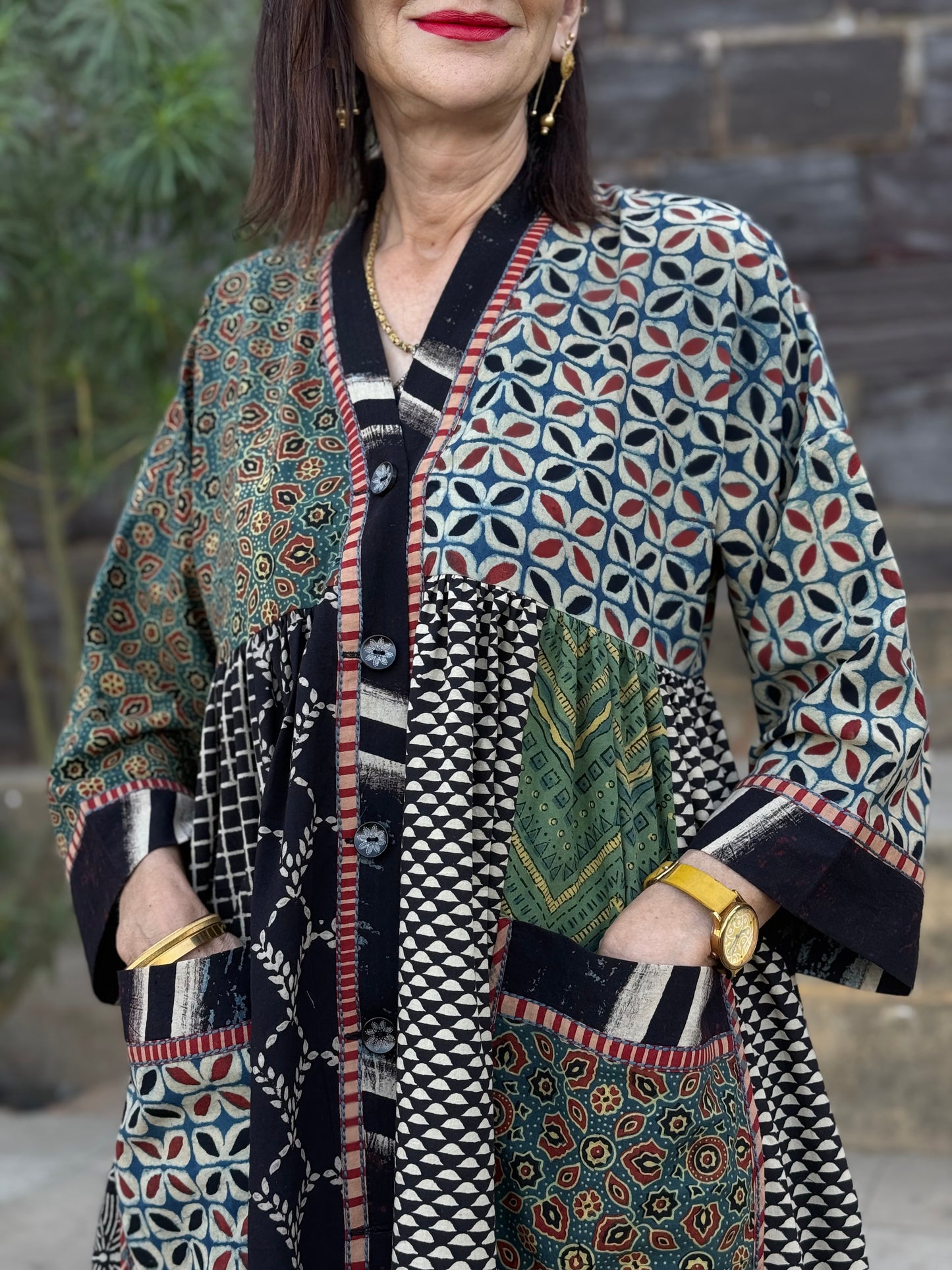 Cotton Kaftan Dress From Ajrakh Block Print
