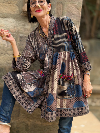 Cotton Tunic in Abstract Ajrakh