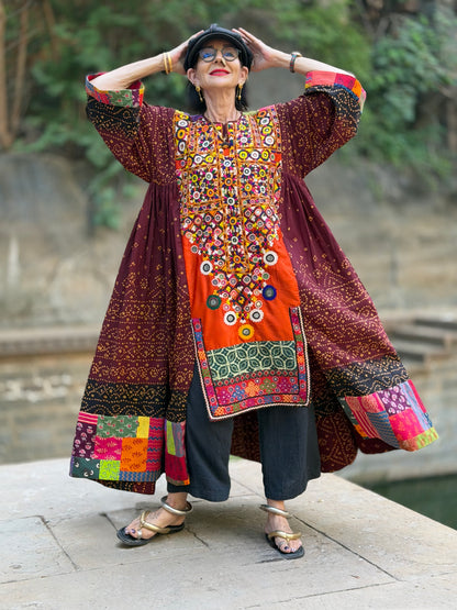 Madame Hall Vintage Kutch Embroidery & Bandhani Masterpiece Dress