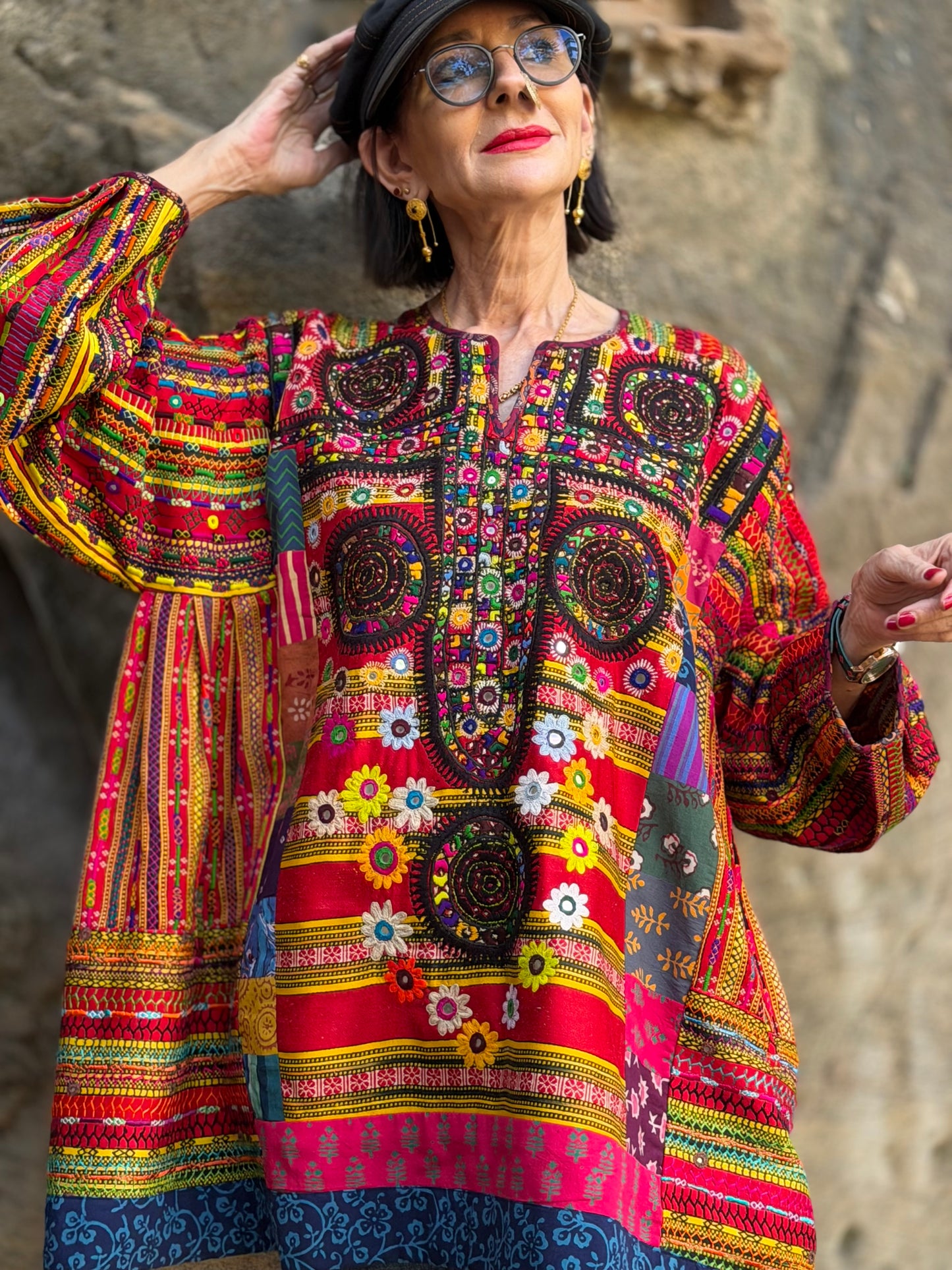 XXL Madame Hall Heritage Kutch Embroidery Artwear Tunic (1-of-1 Piece)