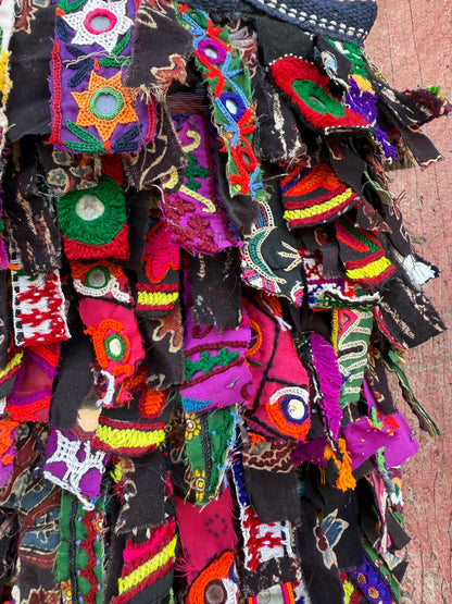 Up-cycled shaggy embroidery bag