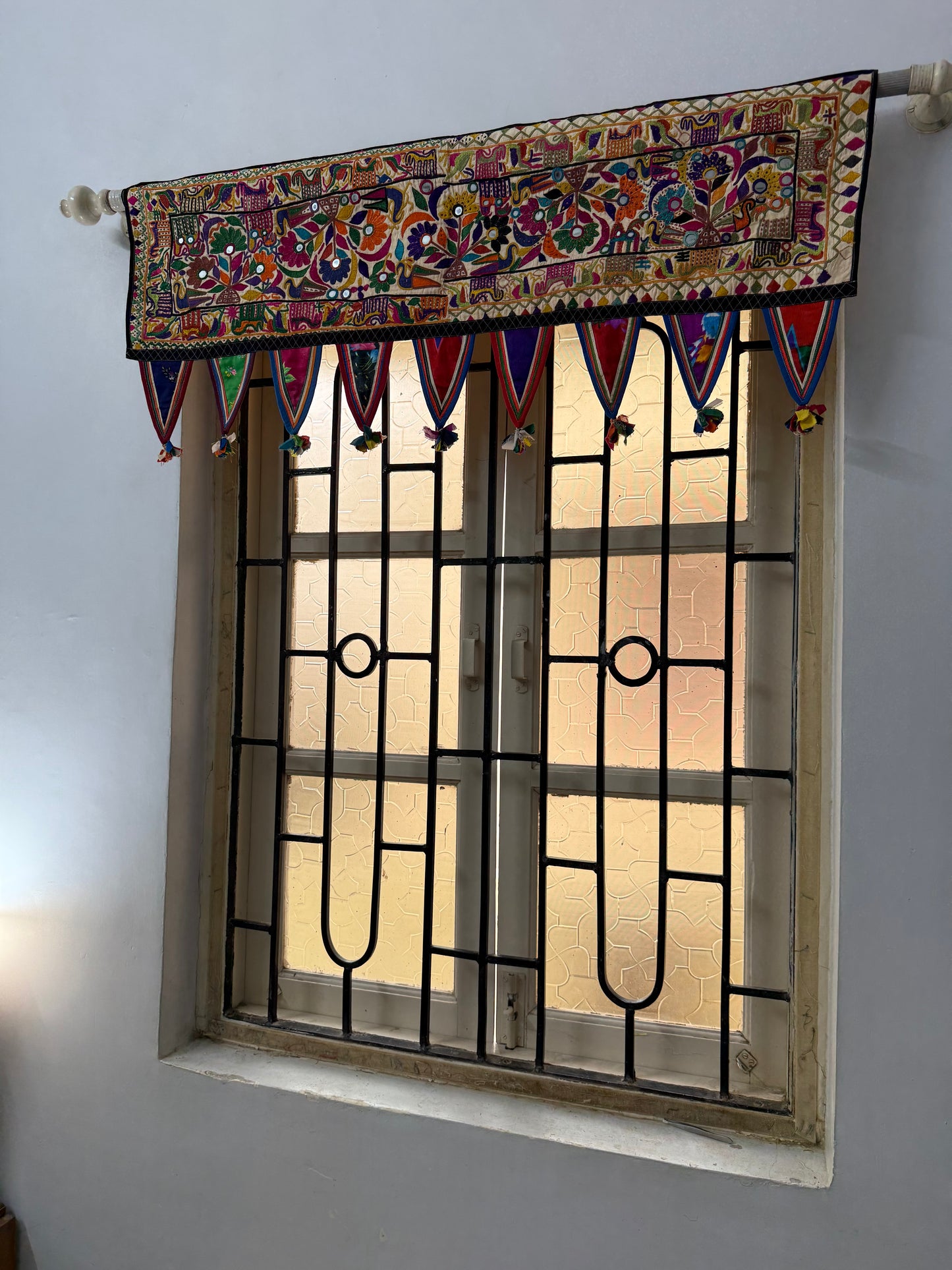 Indian Toran or Wall Hanging, Vintage Hand Embroidery